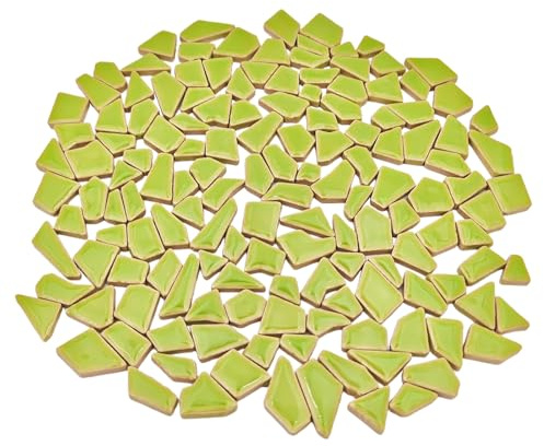 200 g unregelmäßige Keramik-Mosaikfliesen zum Basteln, 0,5 x 2 cm kleine Mosaiksteine für DIY-Mosaikherstellung und Wanddekoration (hellgrün)