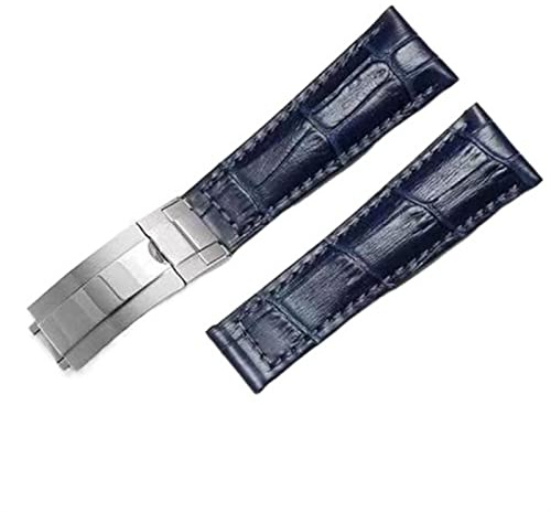 KXQYIKYI Echtes Lederband für Rolex Wasser Ghost Daytona Yacht Logype Grüne Lederarmband 20mm Schmetterling Schnallen Sie Watch Band