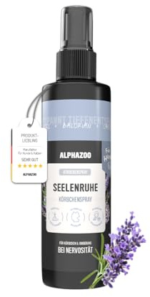 alphazoo Spray apaisant pour chiens I Seelenruhe Spray apaisant 250 ml avec valériane I Apaise lors de la conduite, des voyages, du Nouvel An et d'être seul I Spray puissant avec parfum contre le