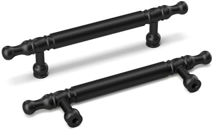 LONTAN 5 Stück Schrankgriffe Schwarz Griffe für Küchenschränke Schrankgriffe Vintage Küchengriffe 96mm Lochabstand Griff Schwarz Möbelgriffe Vintage Schubladengriffe