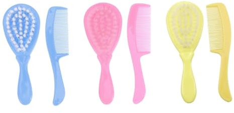 VALICLUD Baby Hair Comb and Bathing Brush Set and Pp Material 6pcs and Random Color with Ergonomic Handle Design Detangle Hair and Do Not Scratch for Newborns and Children for Cradle Cap Treatment