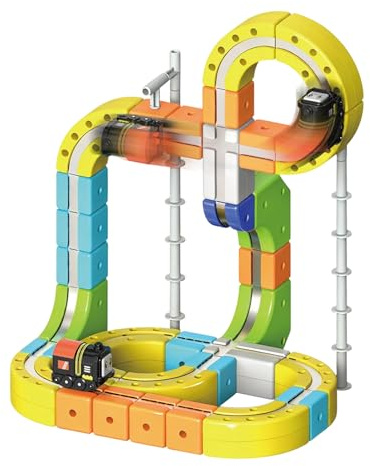 Sionhiuo Juego De Tren Eléctrico para Niños, Juguete Educativo Stem Divertido, Circuito 3D Flexible para Niños, Regalo Cumpleaños Navidad Viajes Escuela Infantil Casa Colegio Niñas