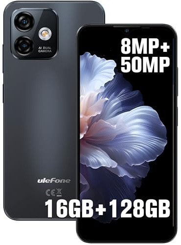 Ulefone Note 16 Pro Smartphone Ohne Vertrag 50MP+8MP Handy Günstig 16GBRAM+128GBROM/TF-256GB 4400mAh 6.52 4G Dual SIM Android Handy Ohne Vertrag GPS/OTG/Face ID/Fingerabdruck Schwarz