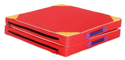 Tappetino Pieghevole per Esercizi 100x50 cm (39x20 inch), Doppio Spessore Antiscivolo, per Ginnastica, Stretching, Danza, Aerobica, Yoga- Rosso