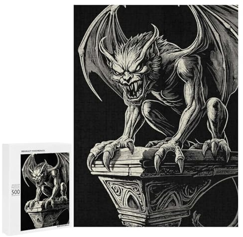 Jigsaw Puzzle 500 PCS Gargoyle Illustration Jigsaws for Adults Toy Wall Decor Pattern Assembly Deal As Gifts for The Whole Family 500 PCS