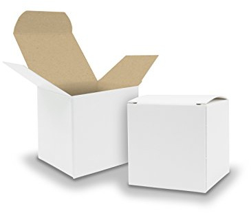 25x itenga Würfelbox KraftKarton 5x5cm außen weiß innen braunGastgeschenk Schachtel zum Befüllen (Hochzeit. Adventskalender. Taufe. Geburtstag. Geschenk. Kommunion)