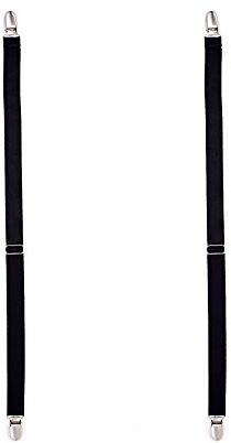 DonDon Tirantes con soporte para camisa e calcetines elástico y largo ajustable negros 2 piezas