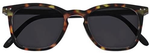 OPULIZE Bex Sonnen Leser Brille Groß Quadrat Cool Designer Rahmen Federscharniere Kratzfeste Getönte Linse UV400-Schutz Braun Schildpatt Mattschwarz Bügel Herren Damen S64-2 +1.50