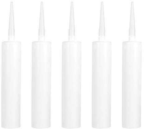 DOITOOL 5-Pack Empty Caulk Tubes for Standard Caulking Tubes | Refillable sealant cartridges with nozzles for silicone, grout and epoxy; empty tubes only for bathroom and tile repairs