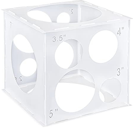 Auihiay 12 Holes Balloon Sizer Cube Box - Collapsible Plastic Measurement Tool for Decorations, Columns, Arches (2-10 Inch)