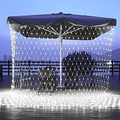 Noël Lumières Nettes,Intérieur Exterieur Decoration Lumieres en Filet Raccordable Fairy Lights avec 8 Modes,Suspendu Clignotement Guirlande Lumineuse pour Buissons Jardins Fete -Blanc 1.5 m x 1.5 m 96