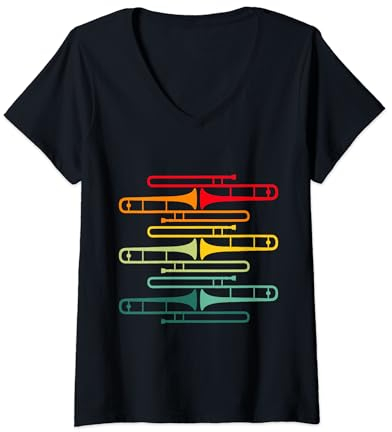 Retro Posaunen Lustige Jazz Geschenke für Posaune Spieler T-Shirt mit V-Ausschnitt