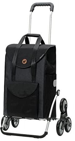 Andersen Shopper Treppensteiger Royal Alu klappbar mit Rad Ø 3 x 13 cm und 49 Liter Tasche Senta schwarz