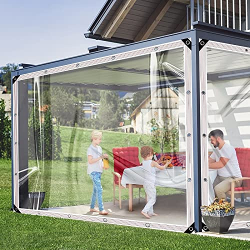 BCBIG wasserdichte Transparente PVC Plane Mit öSen FüR Garten Und Pavillon,Abdeckplane FüR Pflanzen,Grill,GewäChshaus,Pet Hutch Dach 0.4mm Glas Transparente ReißFeste Und StrapazierfäHige Plane 4x5m