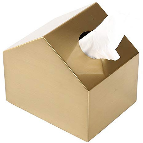 ksamwjf Tissue Box Cover House Geformter Metall-Edelstahl-Tissue-Box-Halter für Badezimmer oder Büro, Gold