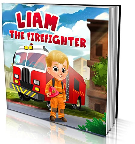 Personalised Story Book by Dinkleboo -The Firefighter - for Kids Aged 0 to 8 Years Old - A Story About a Child's Dream to be a Firefighter - Smooth, Matte Finish. Soft Cover