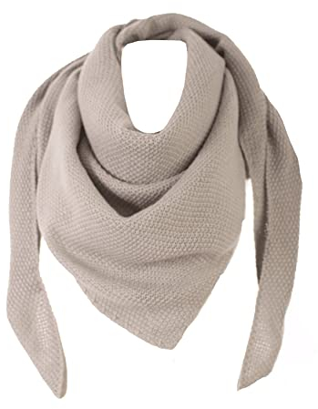 FASHION YOU WANT Damen XXL Strick Dreieck Schal mit Reiskorn Strickmuster in Unifarben, Schal, Leichtes Tuch (grau)