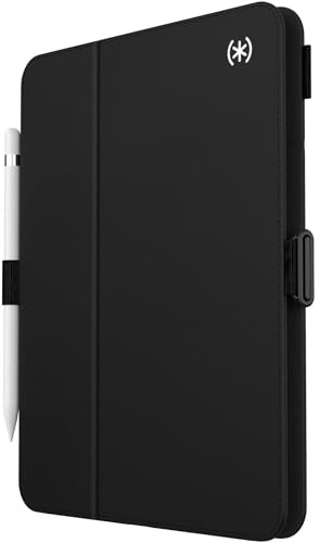 Speck Case for iPad Pro 10th Generation 10.9 Inch - Drop & Camera Protection, Slim Multi Range Stand, Apple Pencil Holder - Black/Black/White