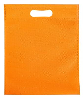50 Stück wiederverwendbare Nonwoven-Einkaufstasche, Partytasche, gestanzte Einkaufstasche, Goodie Treat Bag, bunte Griffe, Geschenktüten, Bulk für Hochzeitsbevorzugung/Geschenk/Party(Orange)