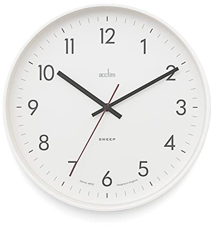 Acctim Aster Non-Ticking Sweep Sleek Wall Clock (White)