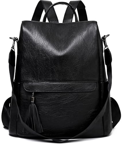 KESUDE Zainetto Donna - Borsa Zaino Donna Elegante Antifurto PU Pelle Impermeabile Casual Borsetta Zainetti Piccolo da Donna Multifunzionale Spalla per Viaggio Lavoro Scuola, Nero