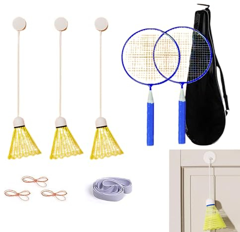 Aizuoni Badminton-Rebound-Trainer - Selbsttrainingsset, Verstellbarer Rückprall, Elastisch, Lustig, Badminton-Trainer-Set-Ausrüstung, Selbstlern-Übungsmaschine, Geschenk Für Kinder Und Erwachsene