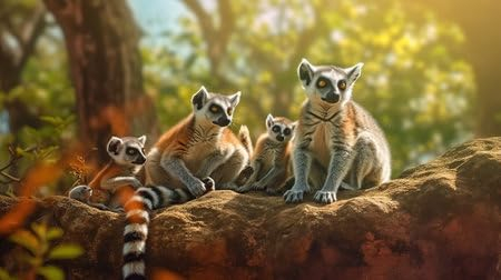 adrium Acryl-Bild 130 x 70 cm: Lemurenfamilie. Tierwelt Madagaskars, Generative KI, Generativ, KI (207241789)