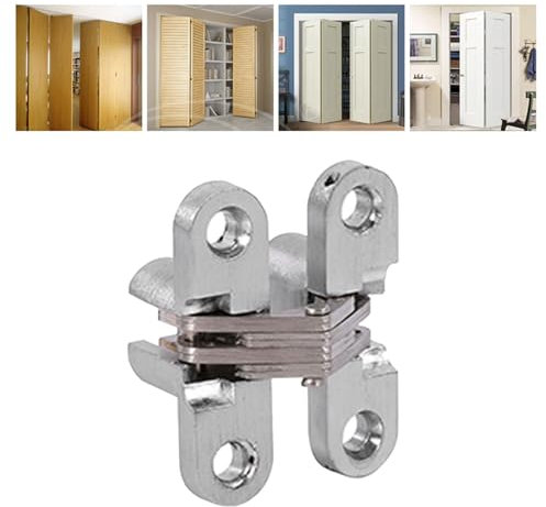 WPKD BLUEIY Cerniere Nascoste, Lega di Zinco e Acciaio Inossidabile, Cerniera Per Porta Nascosta da 180 Gradi, Porta Pieghevole, Capacità di Carico di 10 Kg, Cerniere a Croce, 94mm