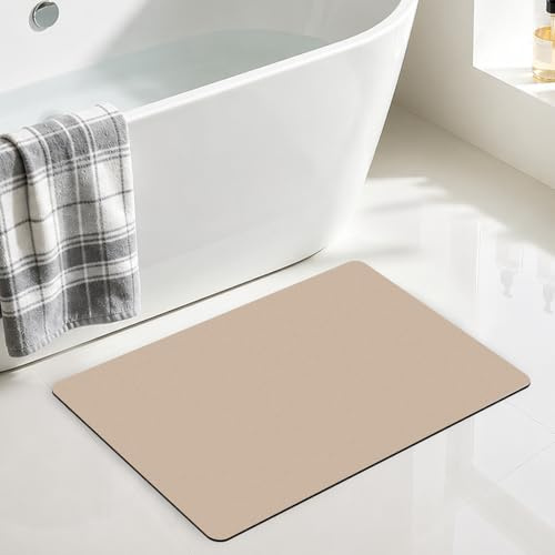 ROFMAPLE Bath Mat, Non-Slip and Quick Dry Bathroom Mat, 40x60cm, Beige | Rubber Backing, Absorbent, Washable, Ideal for Bathroom, Shower Floor, Bathtub, Sink Areas