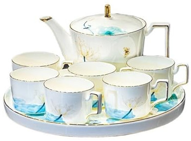 WANGHAI-666 Juegos de té Juego Moderno de Tetera y Taza de té, Juego de café Combinado, Juego de té Jingdezhen con Bandeja giratoria Juego de Tetera