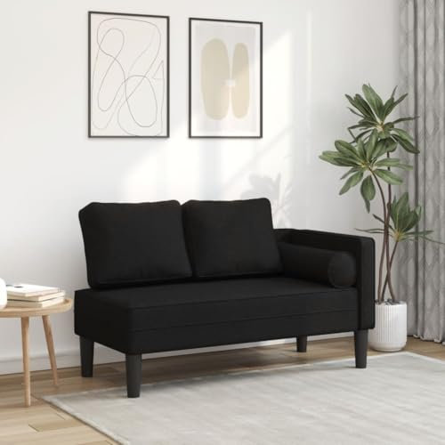 Somanki Chaiselongue mit Kissen Schwarz Stoff, Relaxliege Wohnzimmer, Relaxsessel, Lesesessel, Ruhesessel, Bettsofa - 4007581