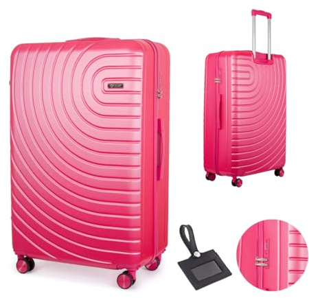 Solier Hartschalen Reisegepäck Koffer Reisekoffer – Koffer mit 4 Rollen - Rollkoffer mit Zahlenschloss - Hardcase Flugkoffer Reisetrolley (Koralle, 28 XL)