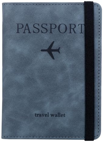 Coptiner Reisepasshülle mit RFID-Blocker Tragbare Reisepass Tasche PU Leder Passport Cover Ausweistasche Kreditkarten Schutzhülle Reise Dokumente Travel Organizer Wallet Reisezubehör (Blau)