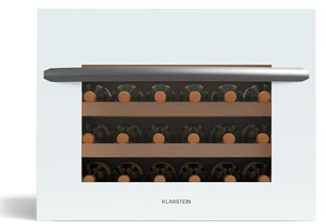 Klarstein Vinsider 24 Uno Cantinetta Vino da Incasso - 24 Bottiglie, 1 Zona, 5-20°C, Ripiani in Legno, LED, Protezione UV, Silenziosa, Classe G, Porta in Vetro Bianca