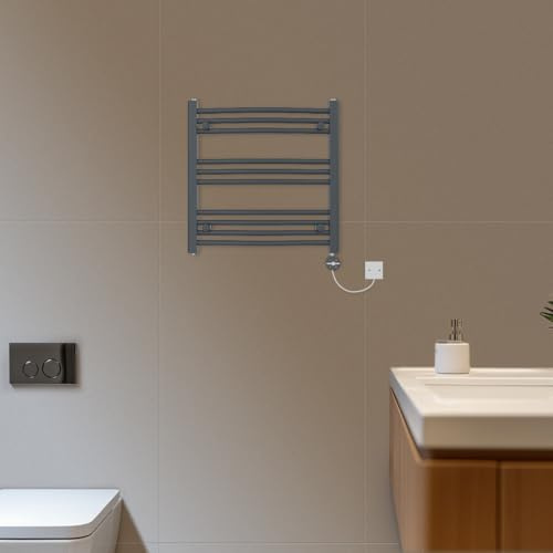 NRG 600x600mm Electric Heated Towel Rail Curved Anthracite 400W