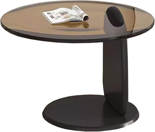 ZHENCHAO Sofa-Beistelltisch, nordischer Leichter Luxus-Satztisch/runder Couchtisch aus gehärtetem Glas, Nachttisch für Schlafzimmer, Freizeittisch für Hotelzimmer (A, 50 cm)
