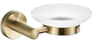 Housler® Badezimmerzubehör aus gebürstetem Messing (Gold) (runde Seifenschale)