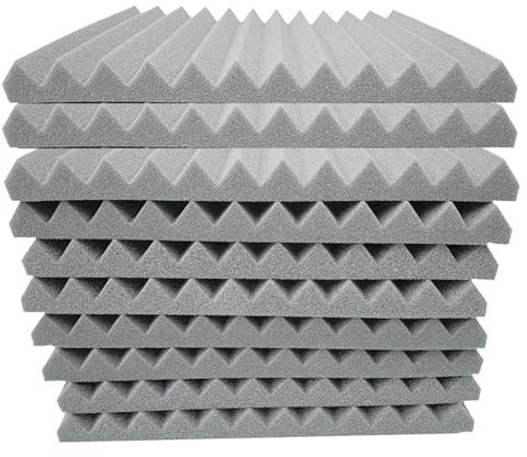 Music Studio Schalldichte Schaumstoffplatten – 10 Stück dreieckiger Akustikschaumstoff, schalldichte Polsterung, doppelseitige Akustikplatten, feuerfeste Schaumstoffkeile für Aufnahmestudios, Büros