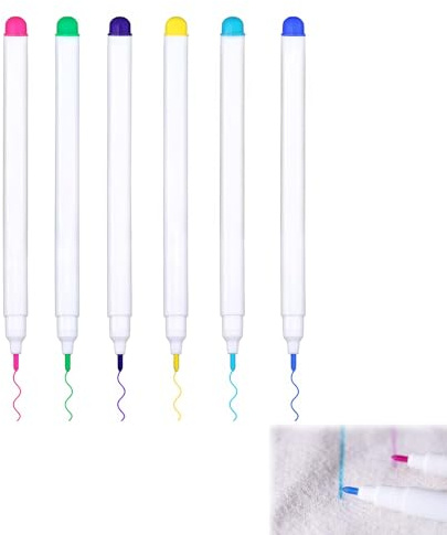 ZWWOGE 6 Stück Textilstifte Selbstlöschend Wasserlöslich marker Löschbaren Stoff Markier Stifte Schneiderstift zum Quilten Schneiderei trickmarker nähen Lederhandwerk Markieren Tracing