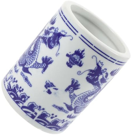 Didiseaon Blue and White Porcelain Storage Bucket for Kitchen Utensil Rack Farmhouse Utensil Stand for Spatula Holder