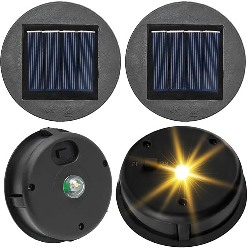 Cveenk 4 Stück Solarlampen Ersatz Top 8cm, IP55 Wasserdicht Solarleuchten Ersatz Top mit Heller LED, Solarleuchten Ersatzteile mit Hocheffizienten Solarpanels für Solarlampen Laterne Deckel Garten
