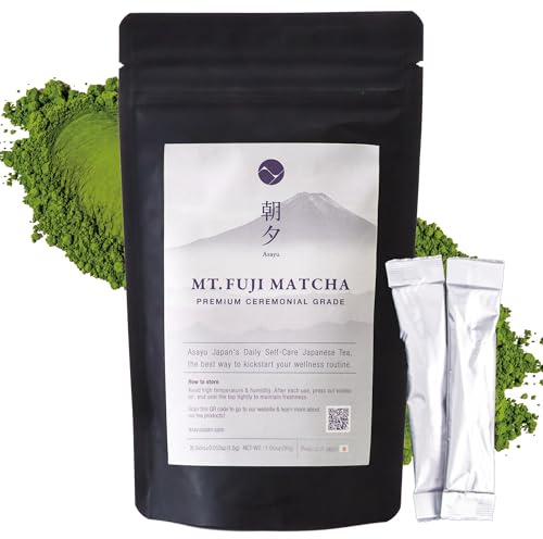 Asayu Japan 1.5g x 20 Premium Ceremonial Matcha Sticks – First Flush, Stone-Ground Green Tea from Mt. Fuji