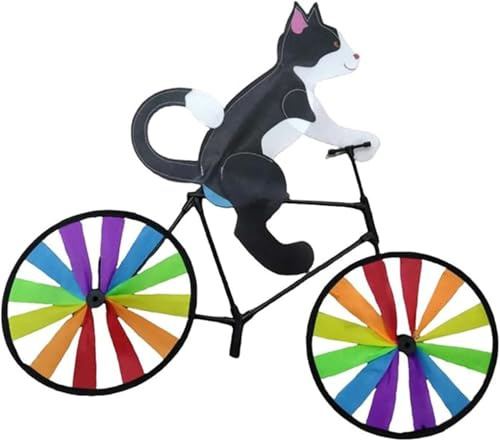 Yeehliny Windmühle Garten Windmühle Katze Fahrrad Windrad Kinder Gartenstecker Gartendeko Windspiel Garten Wetterfest Gartenstecker in tierischem Design, Kinder, Balkon oder Terrasse (B*)