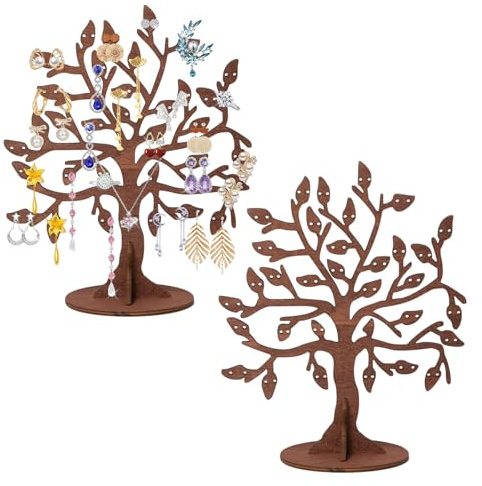 Bofanze 2 Pièces Arbre Présentoir à Bijoux Présentoir de Bijoux en Bois de Cerf Porte Boucle D'oreille Arbre Arbre à Bijoux en Bois Presentoir Collier pour Boucles D'oreilles, Colliers et Bracelets