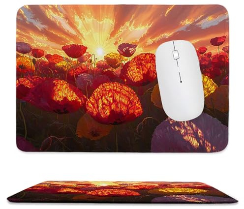 Mouse Pad Poppy, Small Mouse Mat 24 x 20 cm with Non-Slip Rubber Base, Waterproof Mousepad, Gaming Mousemat for Women Kids Men Laptops Keyboard Tray Home Traveling Office Accessories d-929