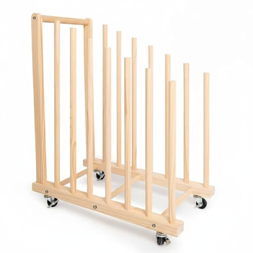 FashionCha Leinwand Trocknungsregal Leinwandständer Malregal Kunstregal Zeichenbrett Halter aus Holz mit Leicht Beweglichen Schwenkrollen für Atelier Klassenzimmer Galerie Künstler Studenten, Style 1