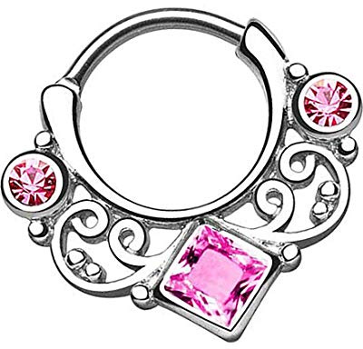 Taffstyle Piercing Chirurgenstahl Clicker mit Zirkonia Kristallen für Ohr Nase Lippe Intim Ring
