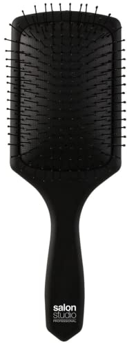 Salon Studio Professional Paddle Brush, brosse plate démêlante professionnelle couleur noire, idéale pour cheveux longs, brosse à cheveux avec poils en nylon