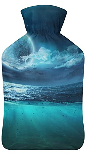 Botella de agua caliente con cubierta, bolsa de agua caliente de goma para aliviar el dolor, calambres, calentador de pies, terapia de calor y frío