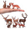 JOKFEICE Waldtiere Figuren 6 Stück Kunststoff Realistische Waldtier Hirsch Eichhörnchen Figuren für frühe pädagogische Geburtstagsgeschenk Kuchendekoration für Kinder